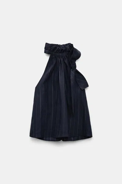 DOROTHEE SCHUMACHER PINSTRIPE SHELL WITH BOW DETAIL