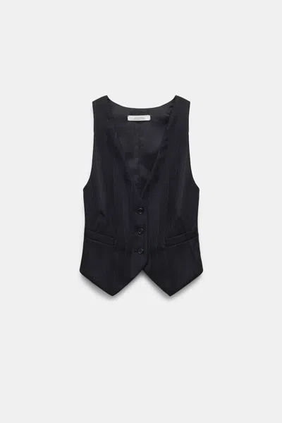 Dorothee Schumacher Pinstriped Waistcoat In Black