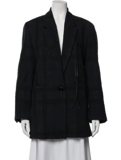 Pre-owned Dorothee Schumacher Plaid Print Blazer In Blue