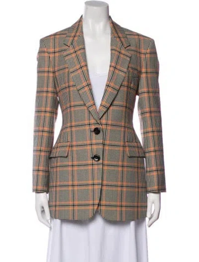 Pre-owned Dorothee Schumacher Plaid Print Blazer In White