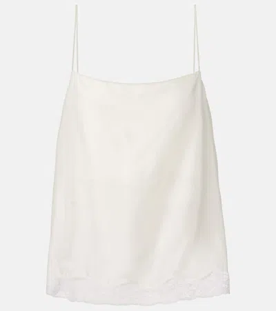 Dorothee Schumacher Playful Volumes Lace-trimmed Silk Top In White