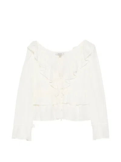 Dorothee Schumacher Playful Volumes Ruffled Tie Blouse In White