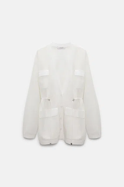 Dorothee Schumacher Cardigan Aus Baumwoll-stretch Im Pointelle-muster In White