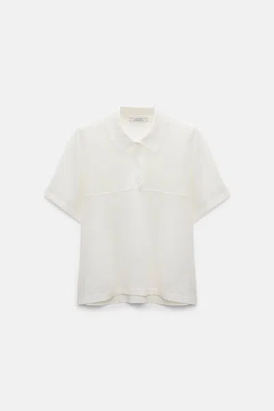 Dorothee Schumacher Strick-poloshirt Aus Baumwoll-stretch Im Pointelle-muster In White