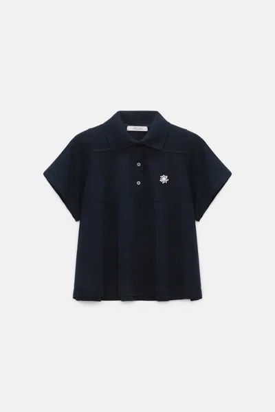 Dorothee Schumacher Polo Shirt With D-rose Embroidery In Blue