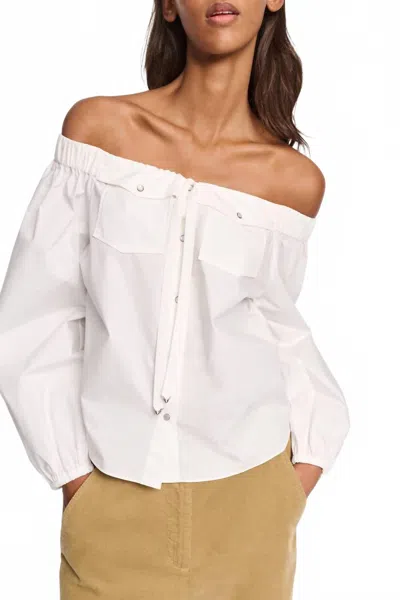 Dorothee Schumacher Poplin Off-the-shoulder Blouse In Pure White