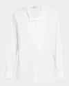Dorothee Schumacher Poplin Power Asymmetric Button-down Blouse In Pure White