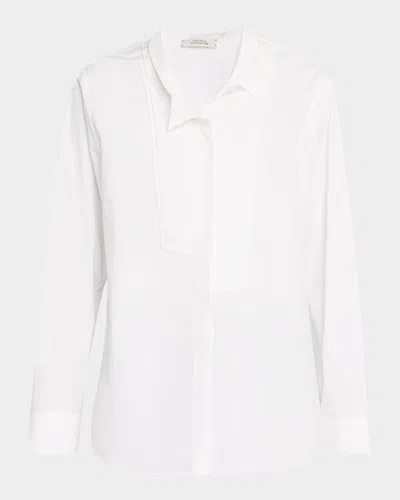 Dorothee Schumacher Poplin Power Asymmetric Button-down Blouse In Pure White