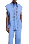 Dorothee Schumacher Poplin Power Blouse In Azure Blue In Black