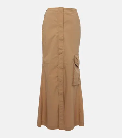Dorothee Schumacher Poplin Power Cotton-blend Maxi Skirt In Beige