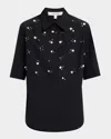 Dorothee Schumacher Poplin Power Embellished Button-down Shirt In Black