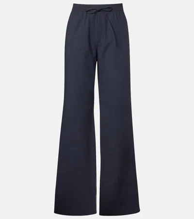 Dorothee Schumacher Poplin Power Ii Cotton Poplin Wide-leg Pants In Blue