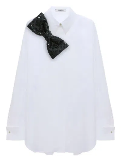 Dorothee Schumacher Poplin Shirt With Xl Sequin Bow In White