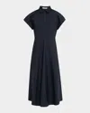 Dorothee Schumacher Poplin Power Short-sleeve Midi Shirtdress In Blue