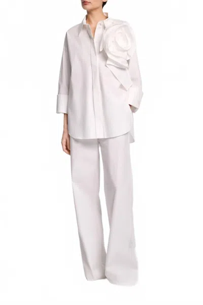 Dorothee Schumacher Poplin Shirt With Xl Flower In Pure White