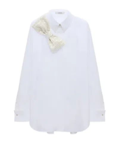 Dorothee Schumacher Poplin Shirt With Xl Sequin Bow In White