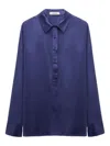 Dorothee Schumacher Popover Satin-effect Blouse In Blue