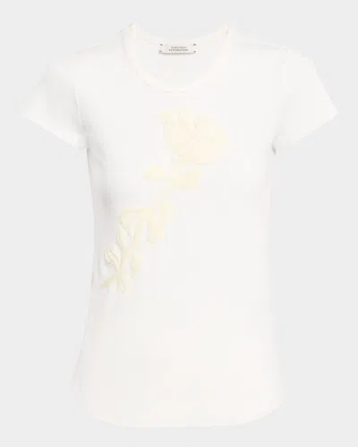Dorothee Schumacher Powerful Flower Embroidered T-shirt In Pure White