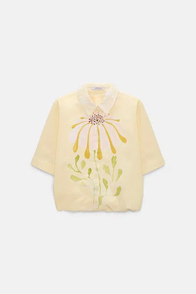 Dorothee Schumacher Printed Cotton Poplin Blouse In Yellow