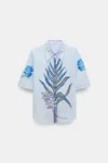 Dorothee Schumacher Printed Cotton-poplin Half Sleeve Blouse In Blue