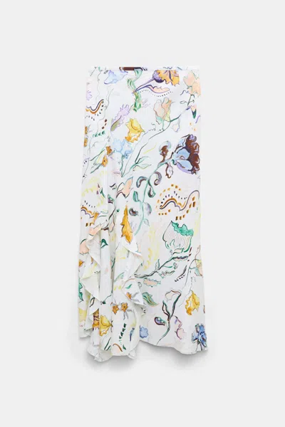 DOROTHEE SCHUMACHER PRINTED LINEN BIAS CUT MAXI SKIRT