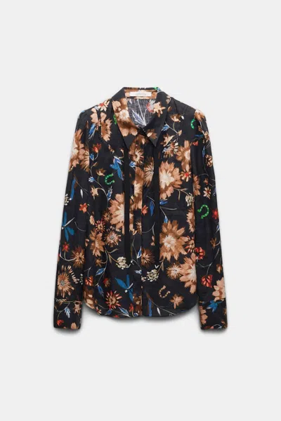 Dorothee Schumacher Printed Linen Blouse With Tie And Western-inspired Styling In Multi
