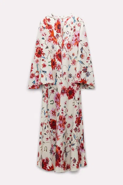 Dorothee Schumacher Printed Linen Midi-dress With Western-inspired Front Plastron In Multi