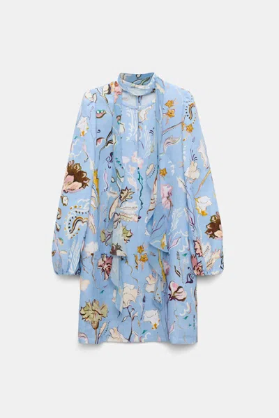Dorothee Schumacher Printed Linen Shift Dress In Blue