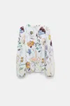 Dorothee Schumacher Printed Linen Slim Cut Blouse In White