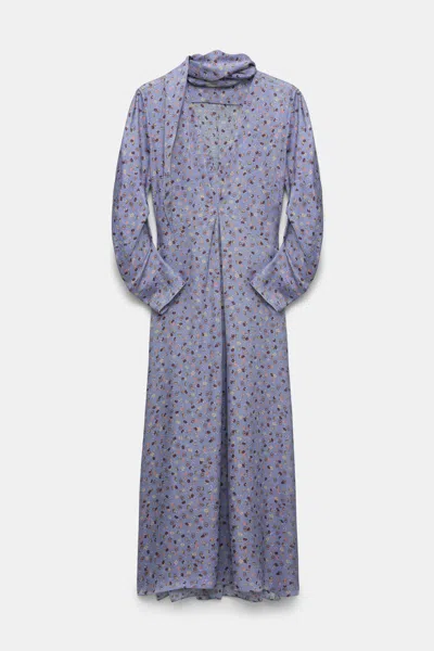 Dorothee Schumacher Printed Midi Dress In Hammered Satin In Multi