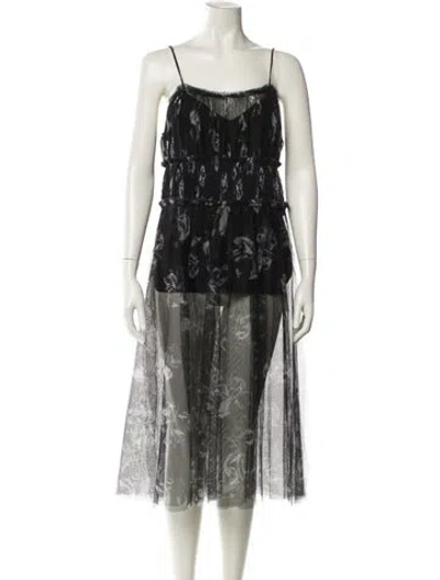 Pre-owned Dorothee Schumacher Printed Midi Length Dress In Black