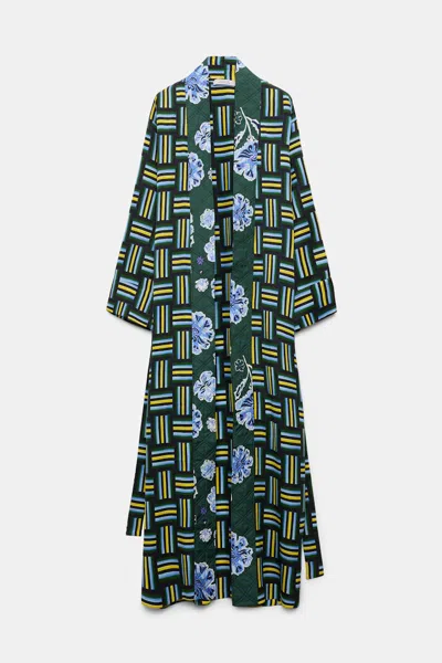 Dorothee Schumacher Printed Silk Jacquard Pajama Coat In Blue
