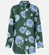 Dorothee Schumacher Floral Print Silk Twill Blouse In Green