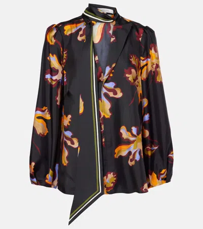 Dorothee Schumacher Printed Silk Twill Top In Black