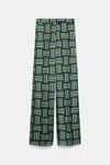 Dorothee Schumacher Printed Silk Twill Wide Leg Pants In Blue