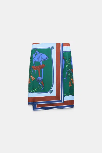 Dorothee Schumacher Printed Silk Twill Wrap Skirt In Green