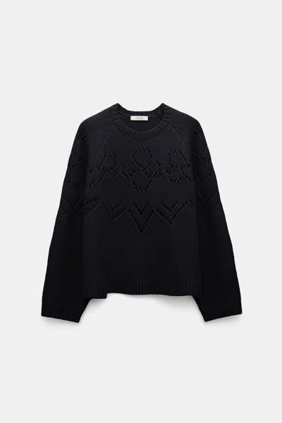 Dorothee Schumacher Pullover With D-rose Pointelle In Black