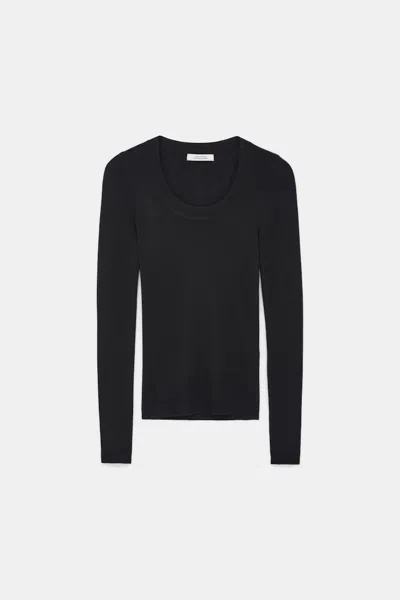 Dorothee Schumacher Pullover With Deep Scoop Neckline In Black