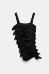 Dorothee Schumacher Punto Milano Dress With Allover Fringe In Black
