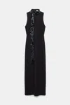 Dorothee Schumacher Punto Milano Dress With Sequin Scarf In Black