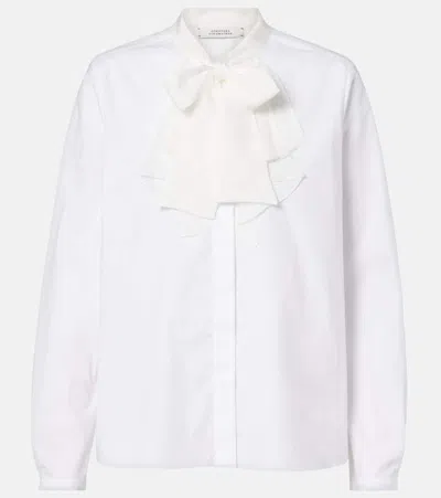 Dorothee Schumacher Pure Power Bow-detail Cotton-blend Poplin Shirt In White