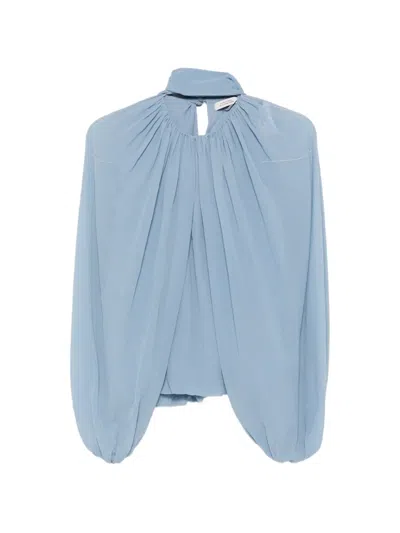 Dorothee Schumacher Pussy-bow Pleated Blouse In Blue