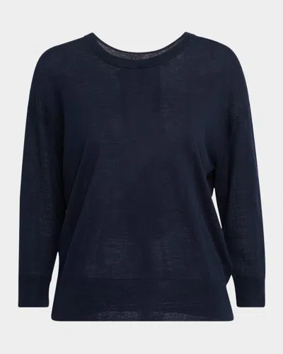 Dorothee Schumacher Refined Essentials Cutout Bow-back Pullover In Blue