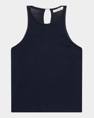 Dorothee Schumacher Refined Essentials I Satin-trim Rib Knit Top In Blue