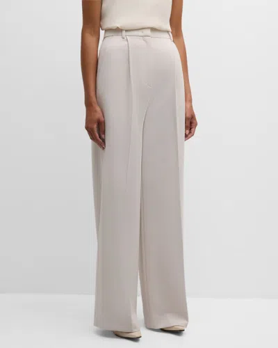 Dorothee Schumacher Refreshing Ambition Pleated Wide-leg Pants In Pearl Sand