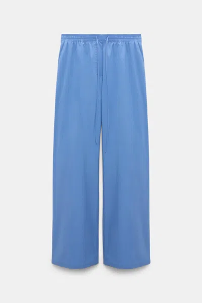 Dorothee Schumacher Relaxed Cotton Poplin Pants In Blue