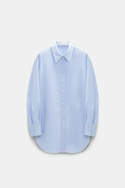 Dorothee Schumacher Poplin Power Blouse In Blue