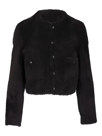 Dorothee Schumacher Reversible Shearling Jacket In Black