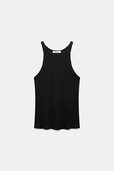 Dorothee Schumacher Rib Knit Cotton Tank Top In Black