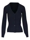 Dorothee Schumacher Wool-silk Blend Ribbed Cardigan In Blue
